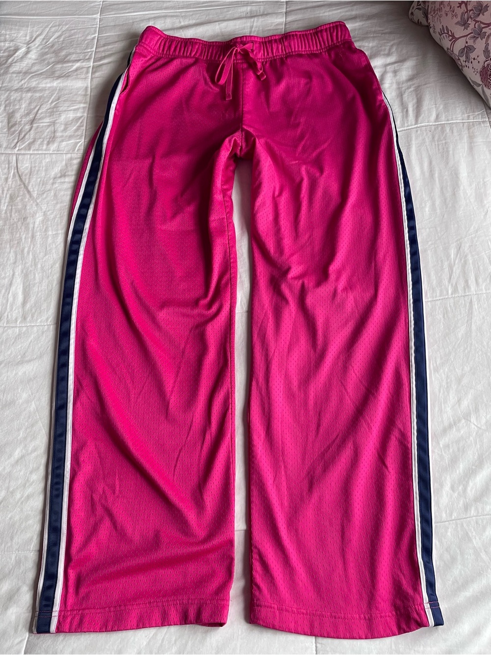 Danskin Y2K Hot Pink Mid Rise Baggy Track Pants Large Sporty Chic Model Off Duty